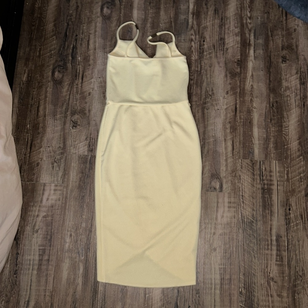 Miss Selfridge Yellow Asymmetrical Wrap Midi Dress - Picture 2 of 5